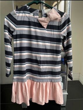 kate spade Navy and Blush Striped Dress with Bow Detail